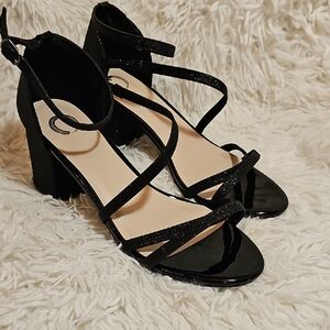 Journee Collection Black Strappy Heels